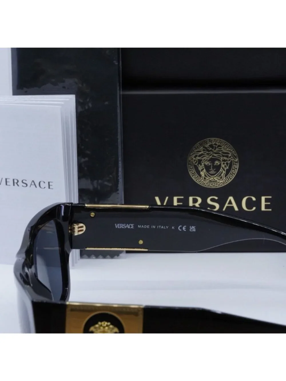 Versace VE4406 GB1/87 Rectangle Sunglasses – Black / Grey